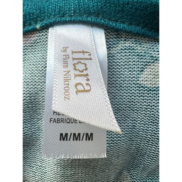 FLORA NIKROOZ WOMENS MEDIUM FLORAL PRINTED SWEATER-KNIT PAJAMA TOP ONLY GREEN - Picture 3 of 10